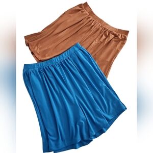 Zenana Outfitters Shorts 2 Pc Bright Blue & Terracotta Sz XL
